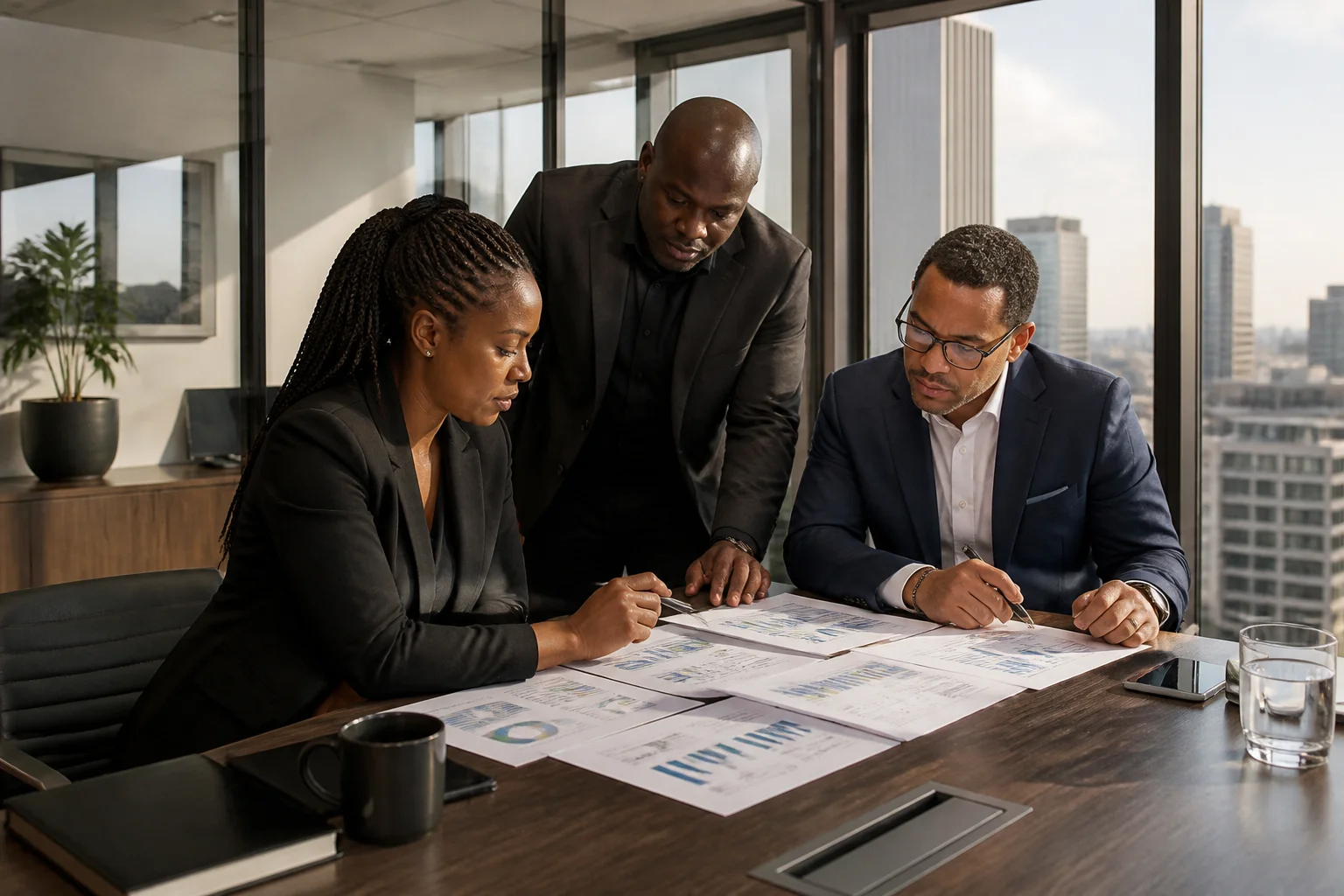 South African business leaders in an operational strategy meeting