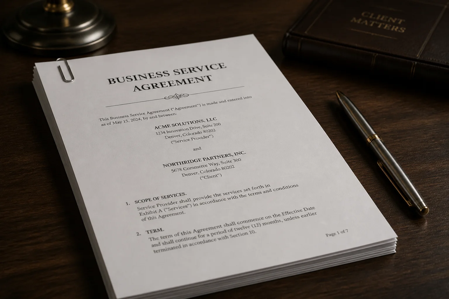 Client Service Agreement Document Overview Graphic